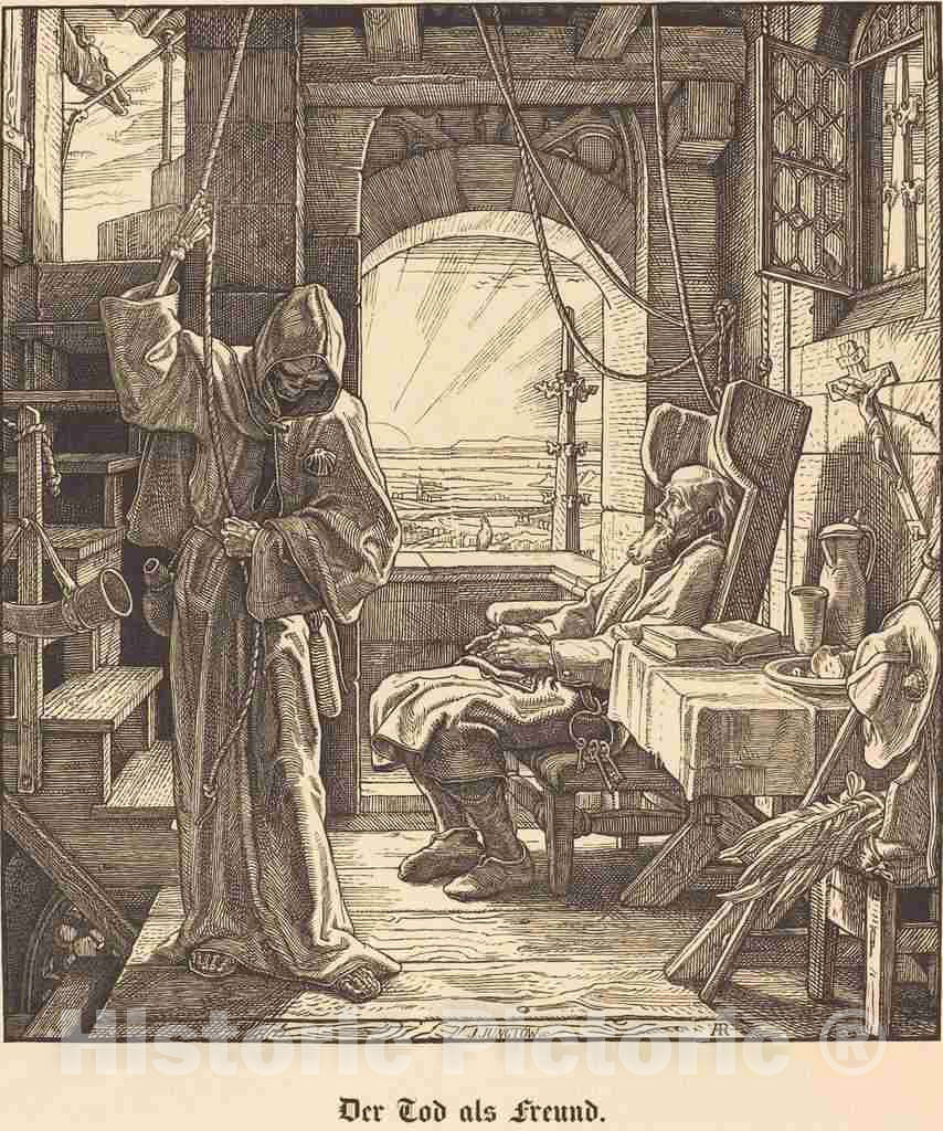 Art Print : Alfred Rethel, Der Tod ALS Freund, 1851 - Vintage Wall Art