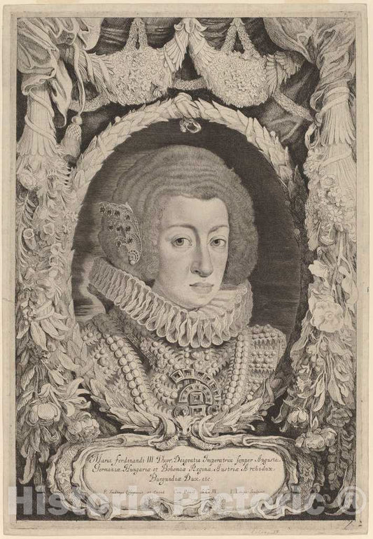 Art Print : Louis After Soutman, Maria Anna of Spain - Vintage Wall Art