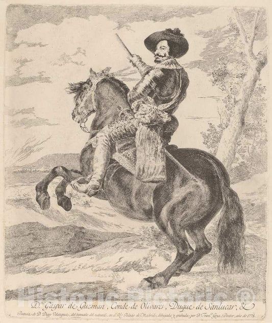Art Print : De Goya After Diego VelÃ¡zquez, Gaspar de Guzman, Conde Duque de Olivares, 1778 - Vintage Wall Art