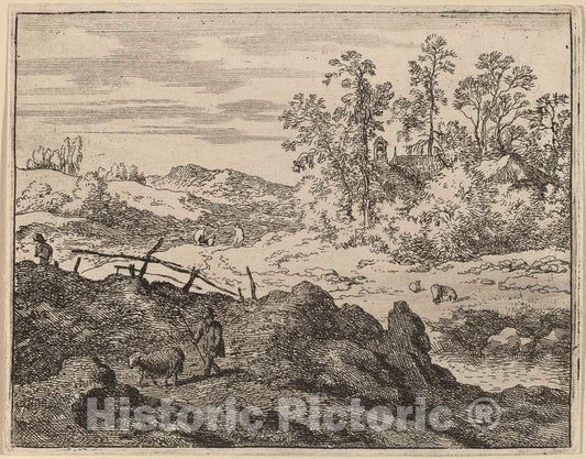 Art Print : Allart Van Everdingen, Shepherd with Lamb, c.1651 - Vintage Wall Art
