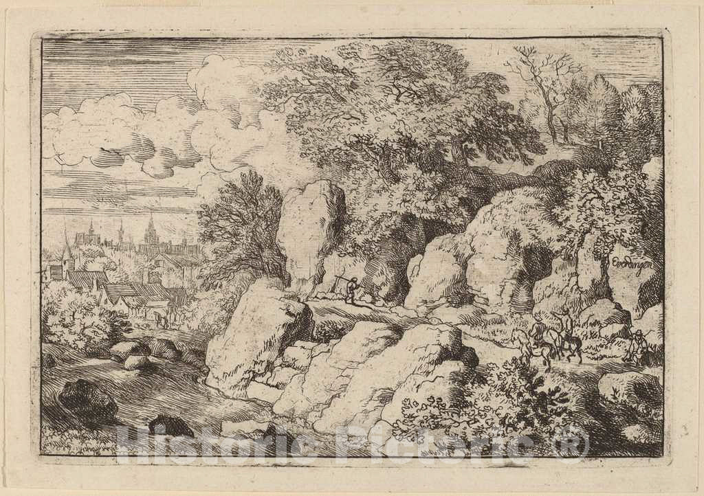 Art Print : Allart Van Everdingen, Two Horsemen on a Rocky Path, c.1651 - Vintage Wall Art