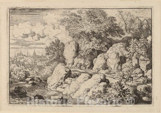 Art Print : Allart Van Everdingen, Two Horsemen on a Rocky Path, c.1651 - Vintage Wall Art
