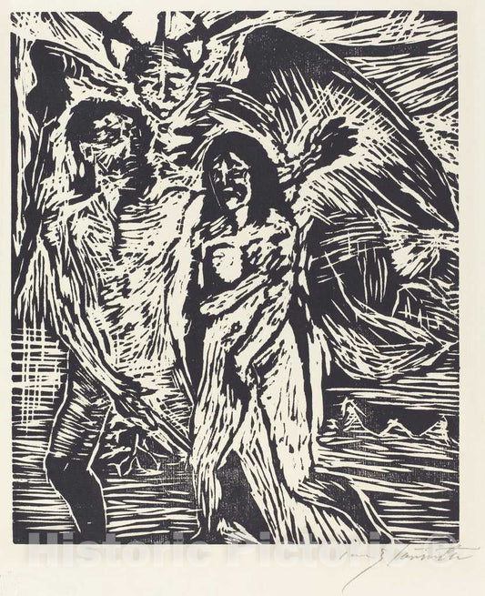 Art Print : Lovis Corinth, The Expulsion from Paradise (Austreibung aus dem Paradies), 1919 - Vintage Wall Art
