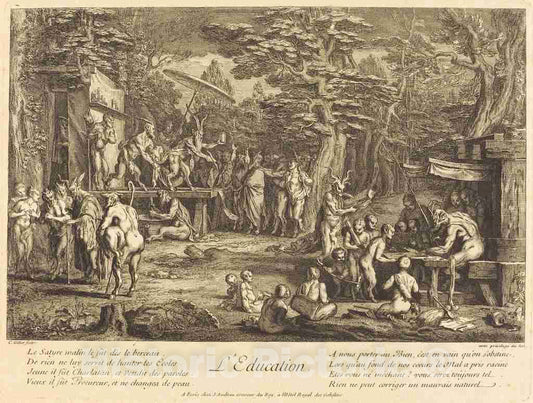 Art Print : Claude Gillot, L'Education (Education) - Vintage Wall Art