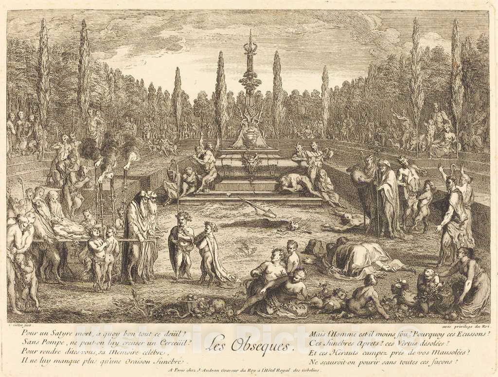 Art Print : Claude Gillot, Les Obseques (The Funeral Rites) - Vintage Wall Art