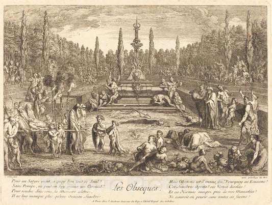 Art Print : Claude Gillot, Les Obseques (The Funeral Rites) - Vintage Wall Art