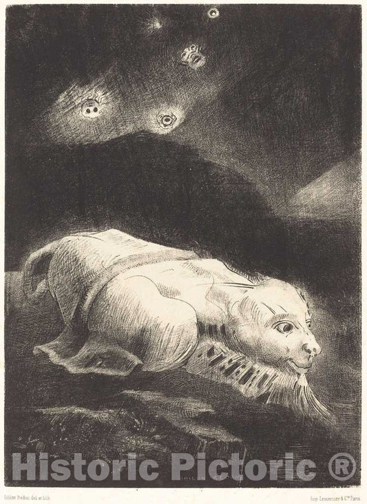Art Print : Odilon Redon, Quand s'eveillait la Vie au Fon de la matiere Obscure (When Life was Awakening in The Depths of Obscure Matter, 1883 - Vintage Wall Art
