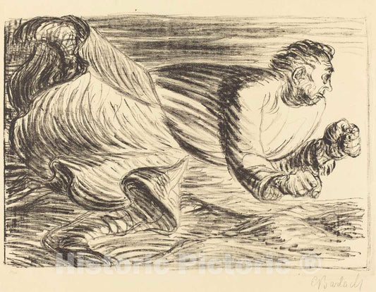 Art Print : Ernst Barlach, The Raging Barbarian, c.1917 - Vintage Wall Art