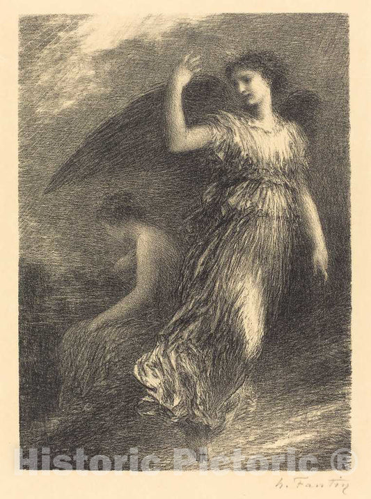 Art Print : Henri Fantin-Latour, Debut from Paradise and The Peri (3rdplate), 1901 - Vintage Wall Art