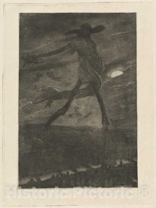 Art Print : FÃ©licien Rops, Satan Sowing Tare (Satan semant l'ivraie) - Vintage Wall Art