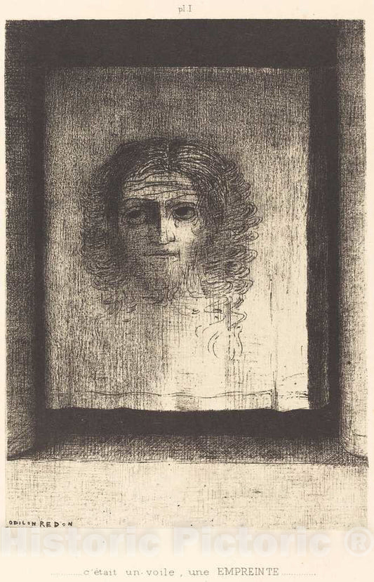 Art Print : Odilon Redon, C'etait un Voile, un empriente (It was a Veil, an Imprint), 1891 - Vintage Wall Art