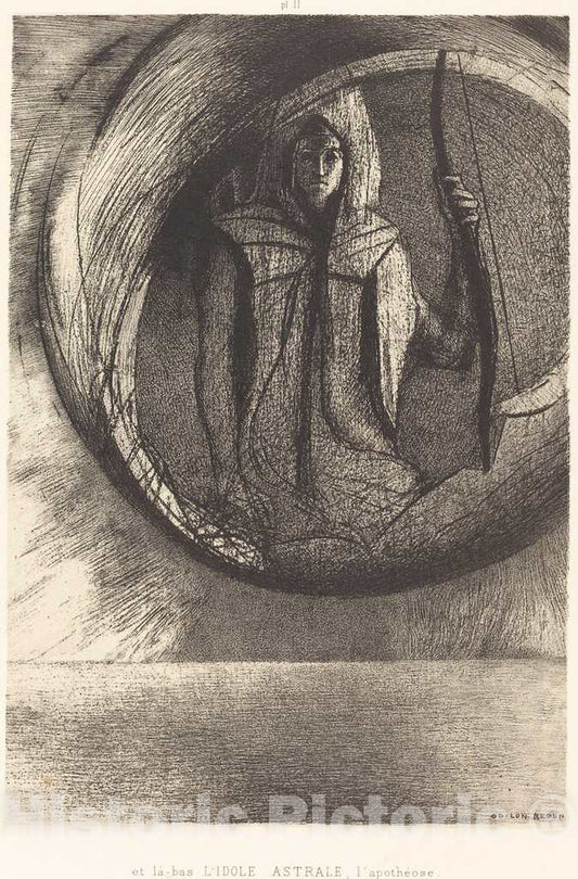 Art Print : Odilon Redon, Et la-bas l'idole astrale, l'Apotheose (and Beyond, The Star Idol, The Apotheosis), 1891 - Vintage Wall Art