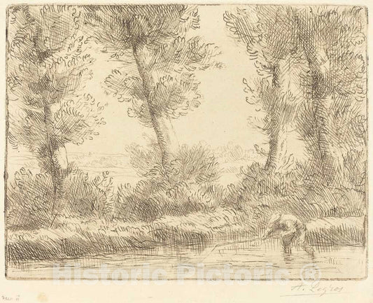 Art Print : Alphonse Legros, Banks of The Liane (Les bords de la Liane) - Vintage Wall Art