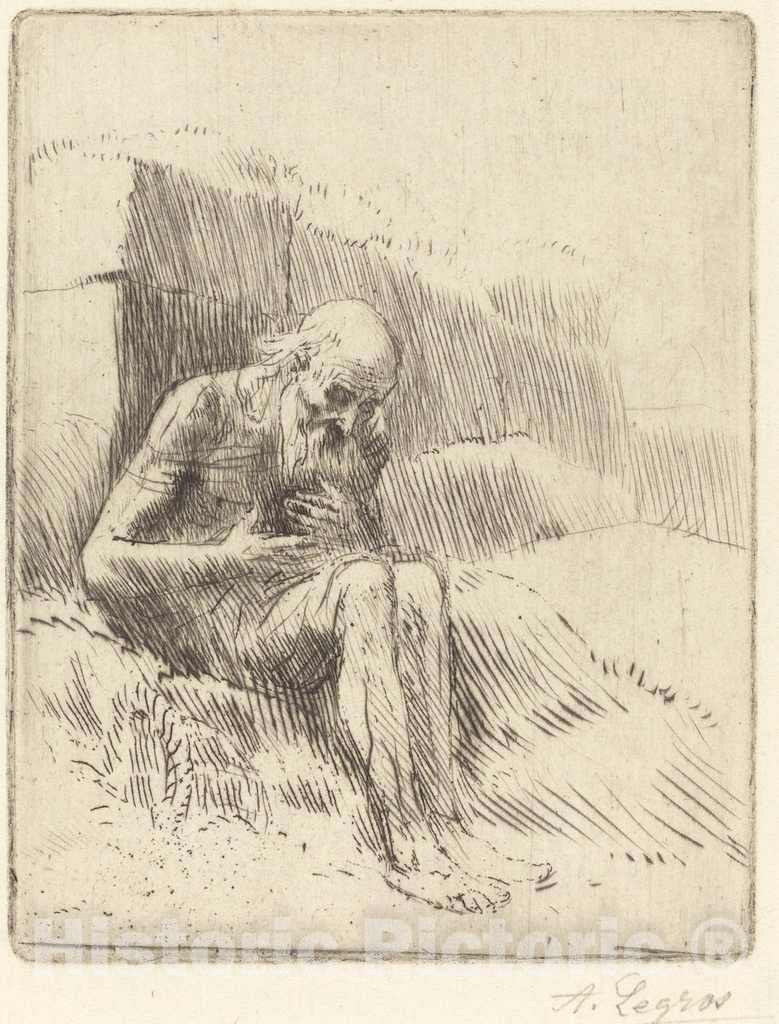 Art Print : Alphonse Legros, Job, 2nd Plate - Vintage Wall Art