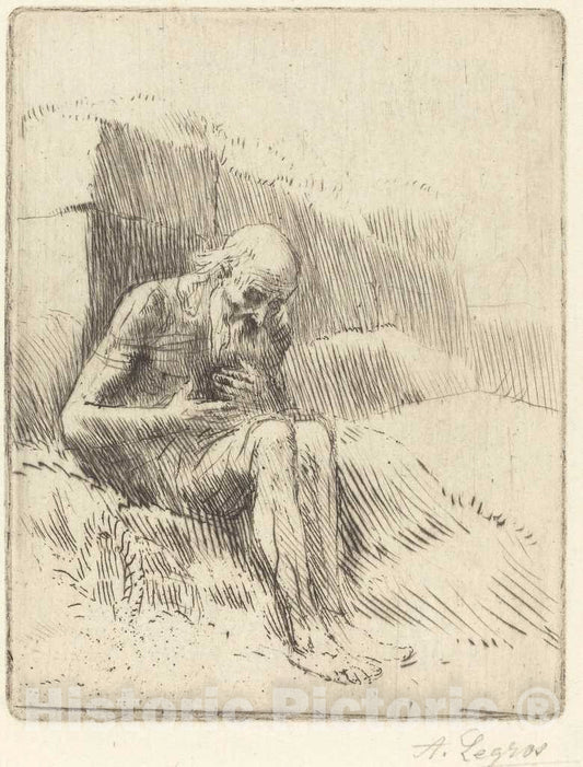 Art Print : Alphonse Legros, Job, 2nd Plate - Vintage Wall Art