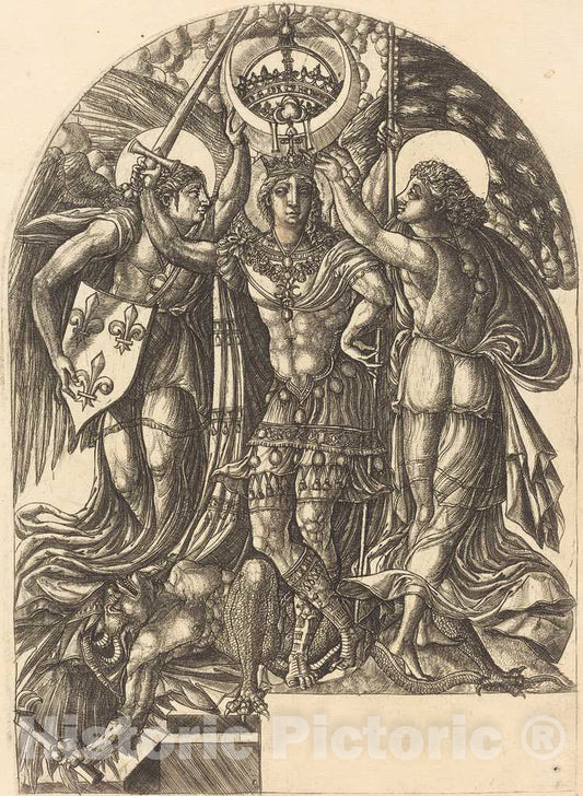 Art Print : Jean Duvet, Henry II as The Victorious Saint Michael, 1548 - Vintage Wall Art