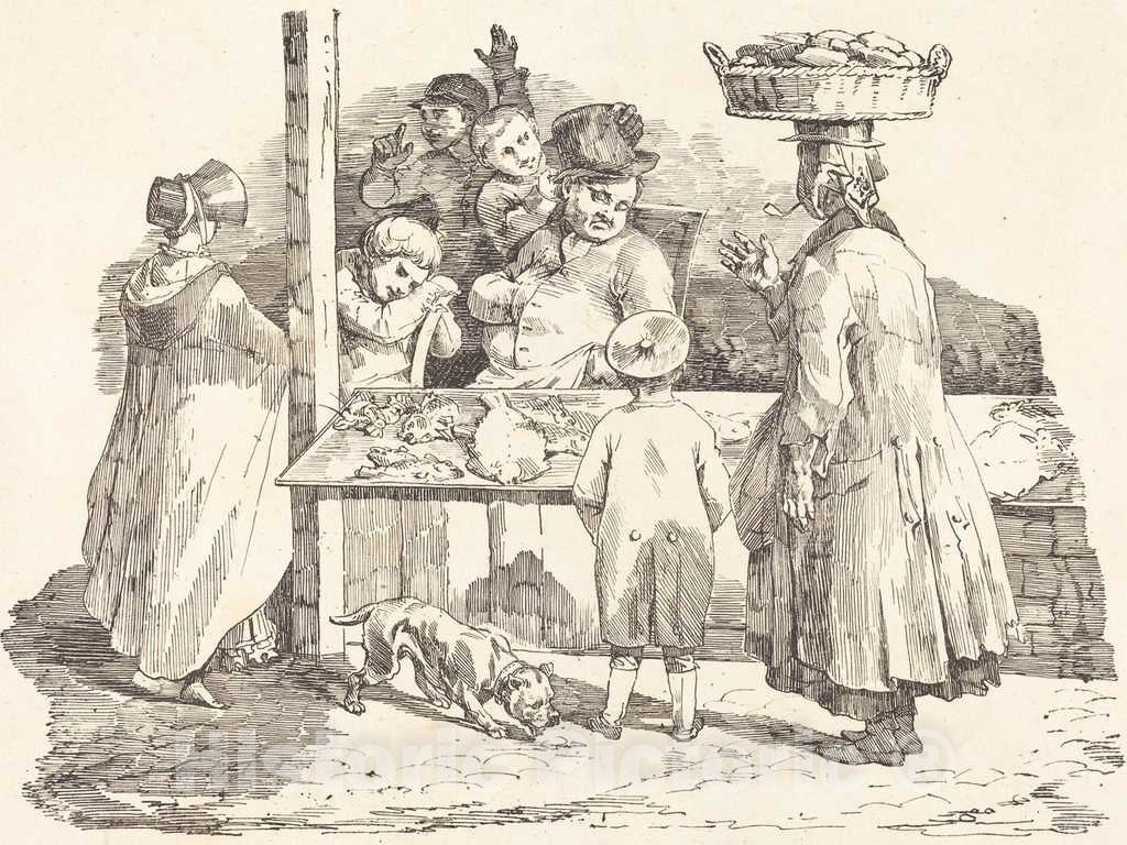 Art Print : Gericault and Charlet, The Dozing Fishmonger (Le Marchand de poissons endormie), 1820 - Vintage Wall Art