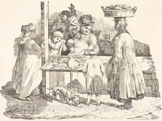 Art Print : Gericault and Charlet, The Dozing Fishmonger (Le Marchand de poissons endormie), 1820 - Vintage Wall Art