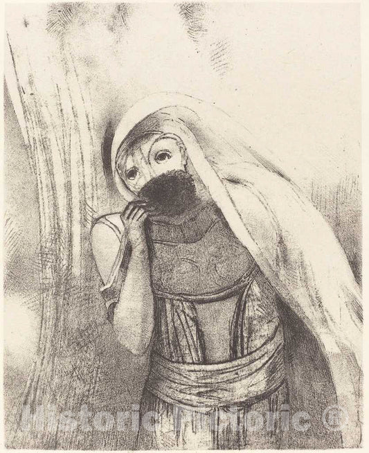 Art Print : Odilon Redon, She Draws from her Bosom a Sponge, Perfectly Black, and Covers it with Kisses, 1896 - Vintage Wall Art