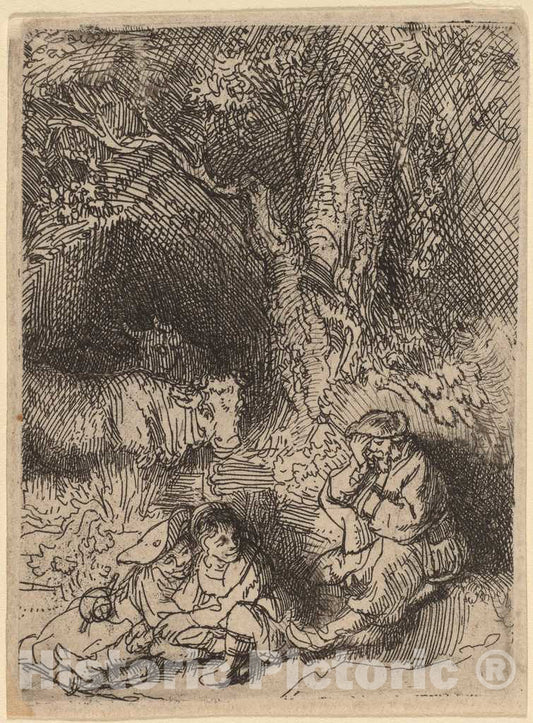 Art Print : Rembrandt, The Sleeping Herdsman, c. 1644 - Vintage Wall Art
