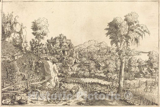 Art Print : Hanns Lautensack, Landscape with a Vineyard, 1559 - Vintage Wall Art