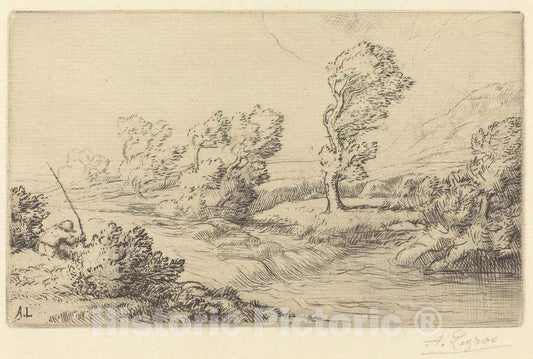 Art Print : Alphonse Legros, Banks of The Marne (Bord de la Marne) - Vintage Wall Art