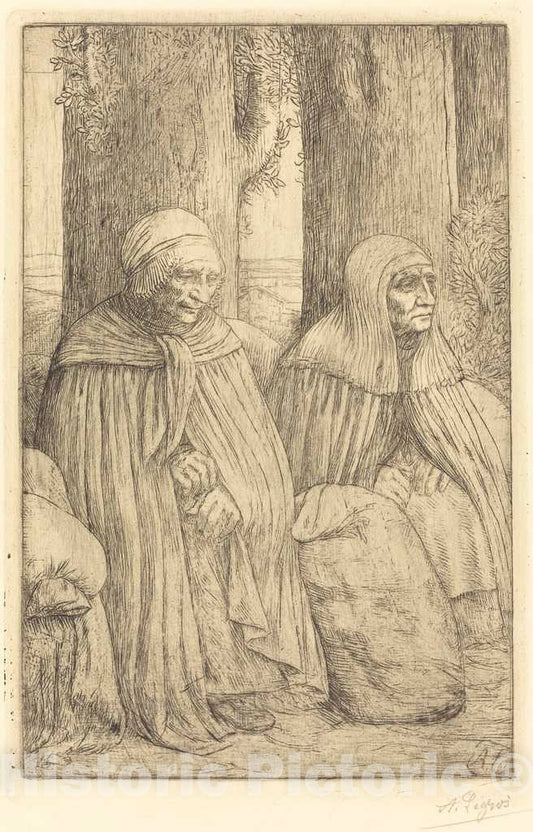 Art Print : Alphonse Legros, Peasants (Paysannes) - Vintage Wall Art