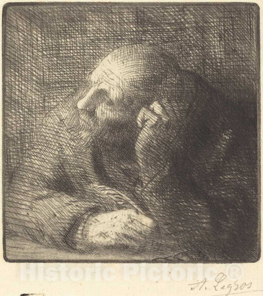 Art Print : Alphonse Legros, Meditation (La Meditation) - Vintage Wall Art