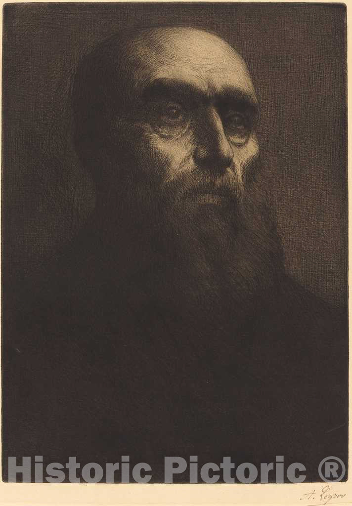 Art Print : Alphonse Legros, Head of a Man (Tete d'homme) - Vintage Wall Art