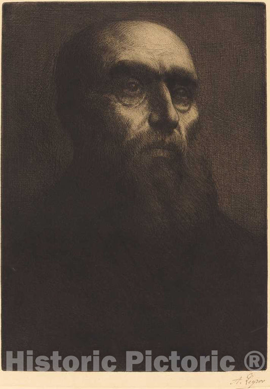 Art Print : Alphonse Legros, Head of a Man (Tete d'homme) - Vintage Wall Art
