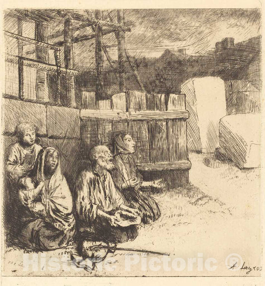 Art Print : Alphonse Legros, English Beggars (Les mendiants Anglais), 1875 - Vintage Wall Art