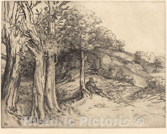 Art Print : Alphonse Legros, Solitude (Solitude (Paysage)) - Vintage Wall Art