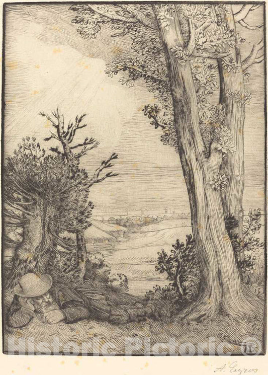 Art Print : Alphonse Legros, Siesta in The Country (Sieste Dans la capagne) - Vintage Wall Art