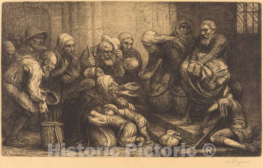 Art Print : Alphonse Legros, Beggars of Brussels (Les mendiants de Bruges) - Vintage Wall Art