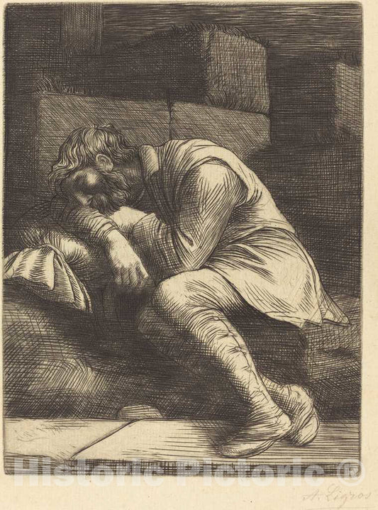 Art Print : Alphonse Legros, Sleeping Beggar (Mendiant endormi) - Vintage Wall Art