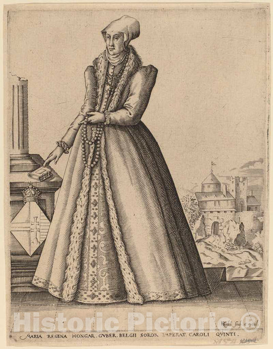 Art Print : Karel Van Sichem After Van Sichem I, Mary, Queen of Hungary - Vintage Wall Art