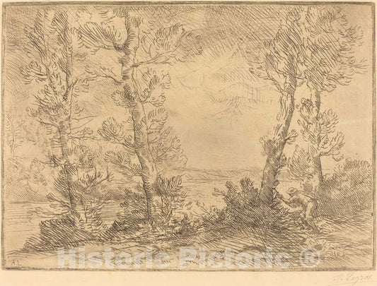 Art Print : Alphonse Legros, Salmon Fisher (Le pecheur du Saumon) - Vintage Wall Art