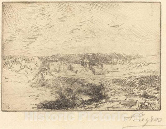 Art Print : Alphonse Legros, Village of Wimille, Near Boulogne (Village de Wimille, pres Boulogne) - Vintage Wall Art