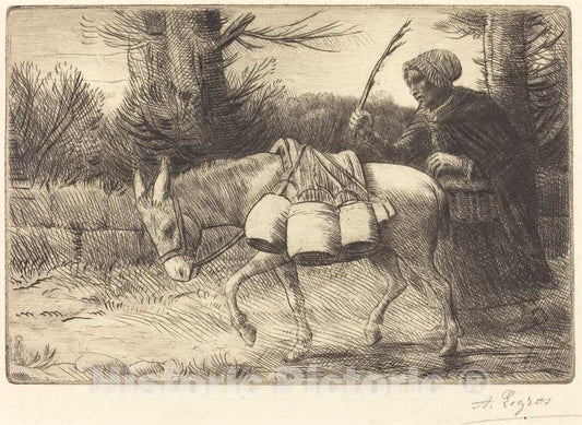 Art Print : Alphonse Legros, Milkmaid of Boulogne, 3rd Plate (Laitiere a Boulogne) - Vintage Wall Art