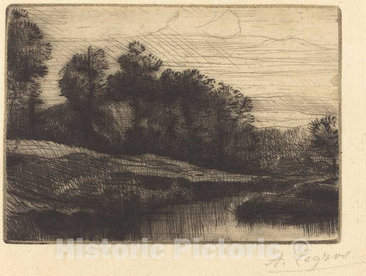 Art Print : Alphonse Legros, Sunset (Le soir (Coucher de Soleil)) - Vintage Wall Art
