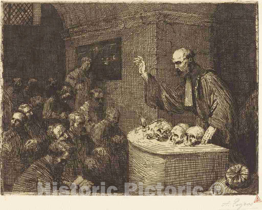 Art Print : Alphonse Legros, Phrenology Course, 2nd Plate (Le Cours de phrenologie), 1906 - Vintage Wall Art