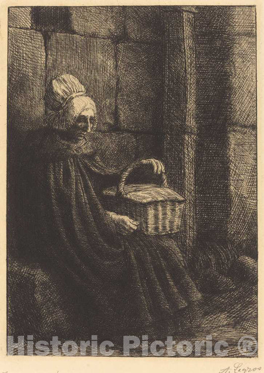 Art Print : Alphonse Legros, Peasant Woman of Boulogne (Paysanne des Environs de Boulogne dite La Femme au Panier) - Vintage Wall Art