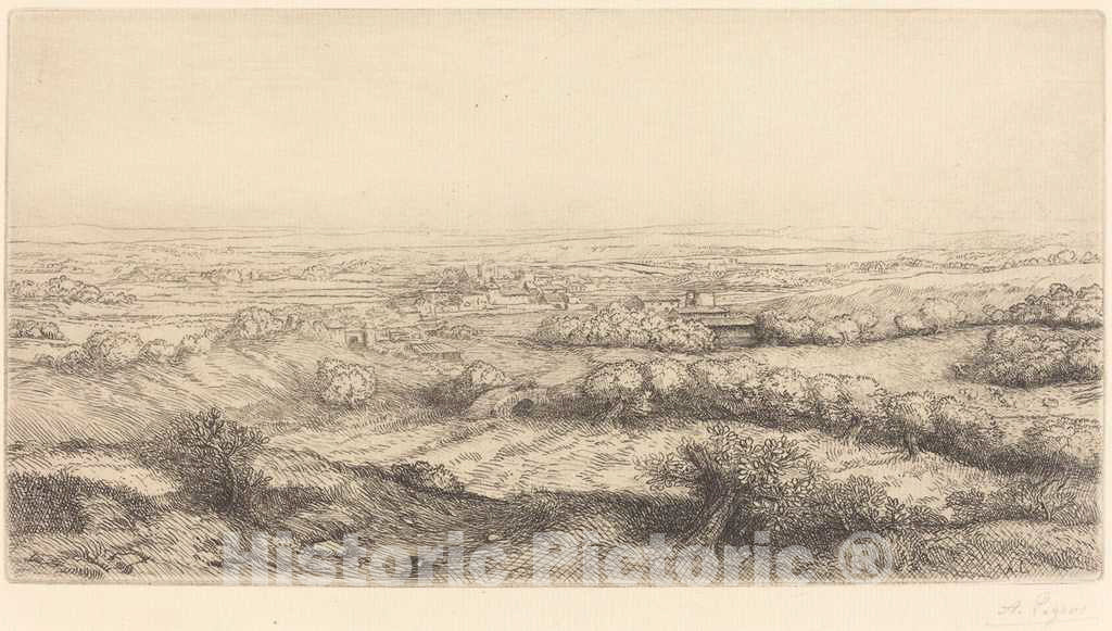 Art Print : Alphonse Legros, Valley in Bourgogne (Une Vallee en Bourgogne) - Vintage Wall Art