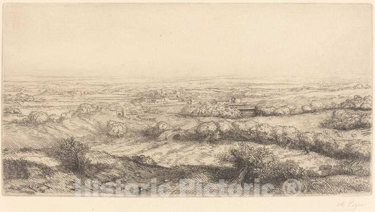 Art Print : Alphonse Legros, Valley in Bourgogne (Une Vallee en Bourgogne) - Vintage Wall Art