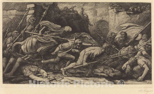 Art Print : Alphonse Legros, The Triumph of Death: Battle (Le Triomphe de la Mort: Le Combat) - Vintage Wall Art