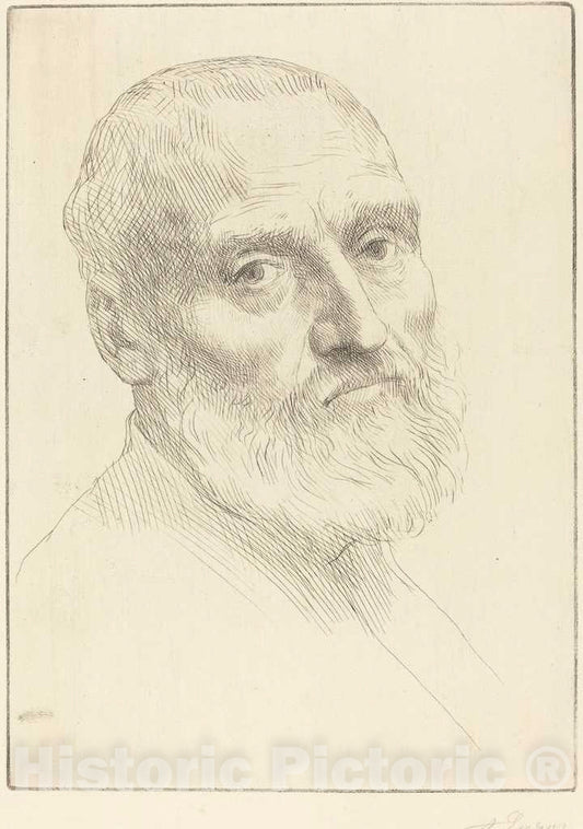 Art Print : Alphonse Legros, Study for Head of a Man (Etude de Tete d'homme) - Vintage Wall Art