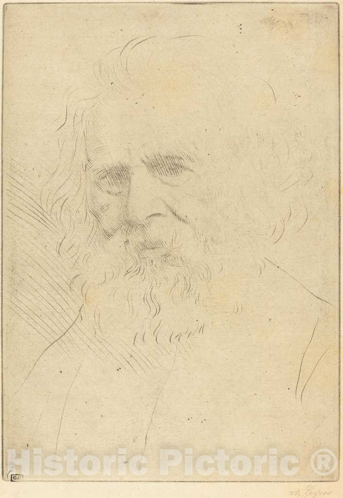 Art Print : Alphonse Legros, W.H. Longfellow, 1st Plate - Vintage Wall Art