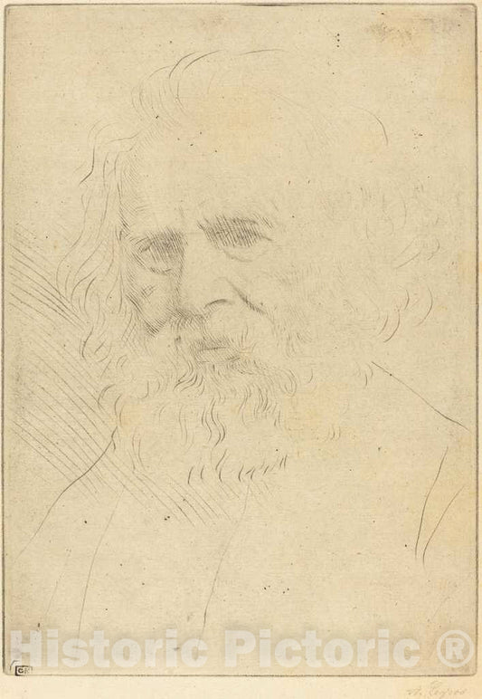 Art Print : Alphonse Legros, W.H. Longfellow, 1st Plate - Vintage Wall Art