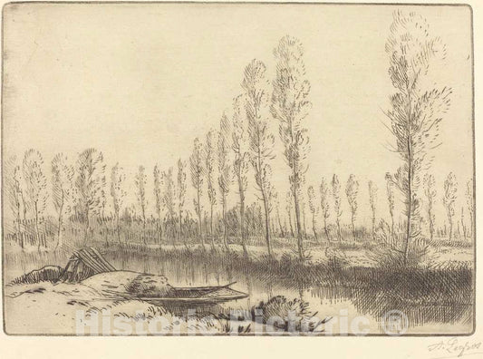 Art Print : Alphonse Legros, Poplars Near Amiens (Pres d'Amiens, les tourbieres) - Vintage Wall Art