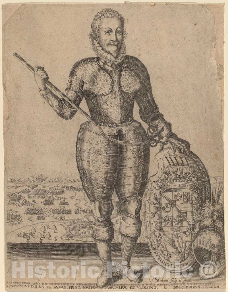 Art Print : Christoffel Van Sichem I, Maurice of Nassau, Prince of Orange - Vintage Wall Art